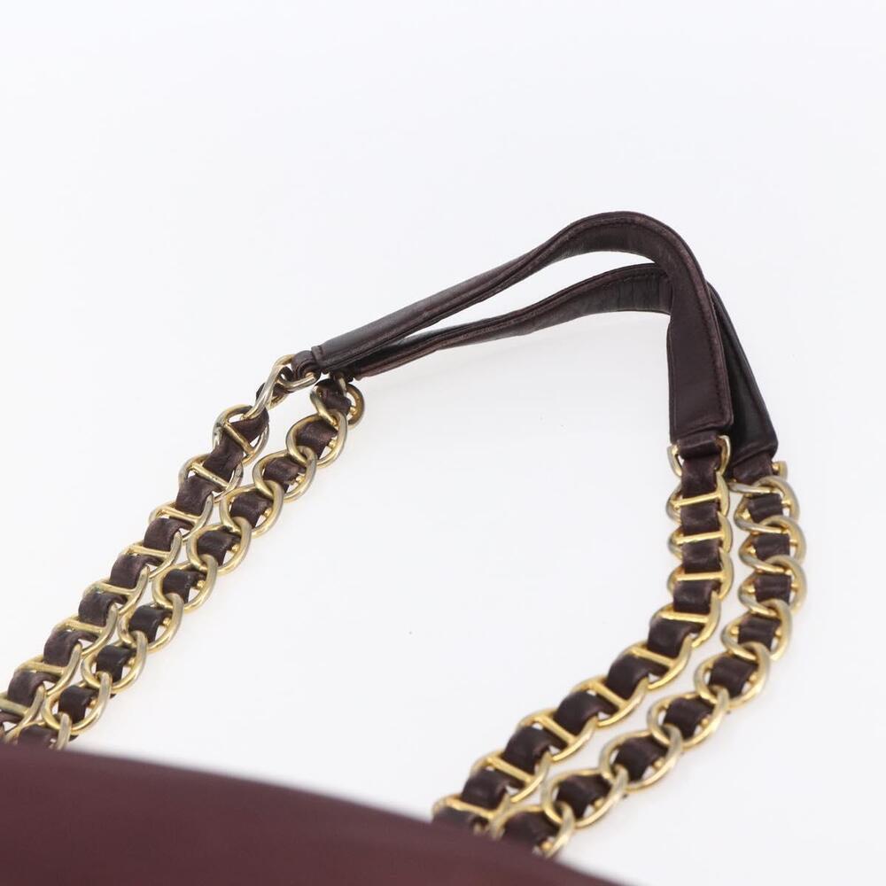 PRADA Chain Tote Bag Nylon Bordeaux Gold Auth ar13821 - Picture 8 of 16